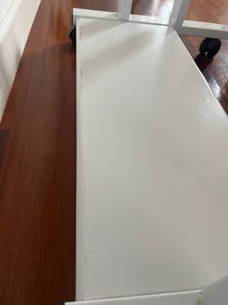 Escritorio cristal con baldas y ruedas