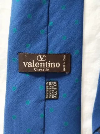 Cravatta Valentino seta blu pois verdi