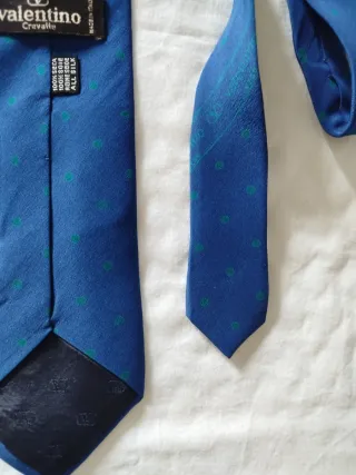 Cravatta Valentino seta blu pois verdi