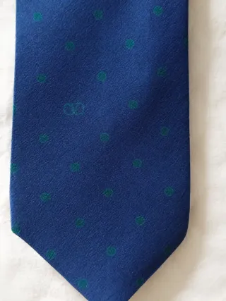 Cravatta Valentino seta blu pois verdi