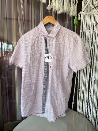 Camisa Zara Hombre Manga Corta Estampada