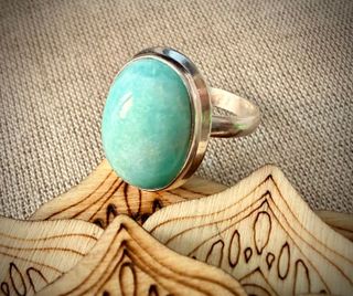 Anillo de Amazonita Natural en Plata