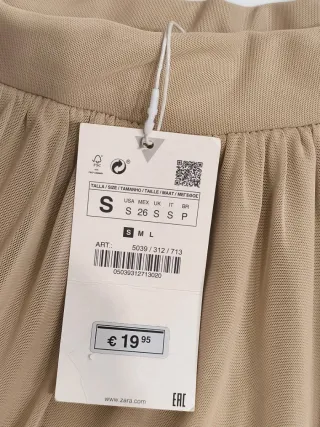 Falda Zara gasa beige larga talla S