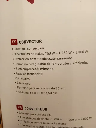 Estufa eléctrica Jata Convector