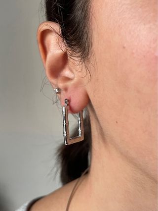 Orecchini effetto bambù in acciaio inossidabile