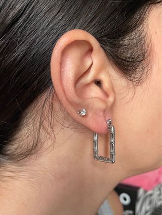 Orecchini effetto bambù in acciaio inossidabile