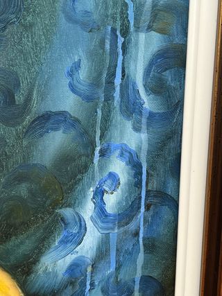 Cuadro bodegón con lobster y frutas