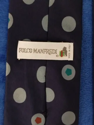 Cravatta Seta Blu Pois Grigio