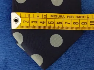 Cravatta Seta Blu Pois Grigio