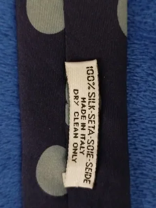 Cravatta Seta Blu Pois Grigio