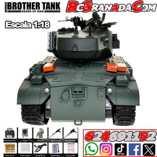 TANQUE BROTHER TANK 1:18 USA M26 LEOPARD' VERDE