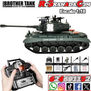 TANQUE BROTHER TANK 1:18 USA M26 LEOPARD' VERDE