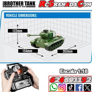 TANQUE BROTHER TANK 1:18 USA M26 LEOPARD' VERDE