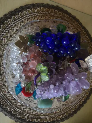 Frutero Cristal y Piedras Azul Púrpura