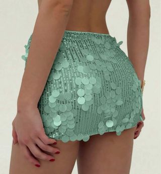 Minifalda turquesa con lentejuelas
