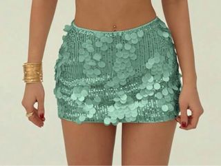 Minifalda turquesa con lentejuelas