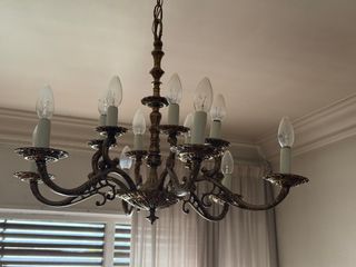 Lámpara de latón antigua - 8 brazos