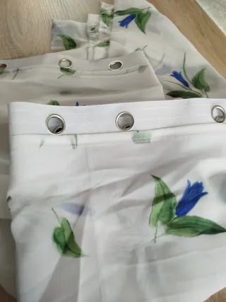 Cortinas Visillos con flores azules