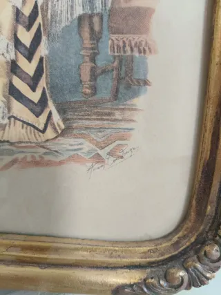 Pareja láminas moda victoriana antiguas