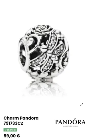 Charm Pandora Libélula, flores y circonitas.