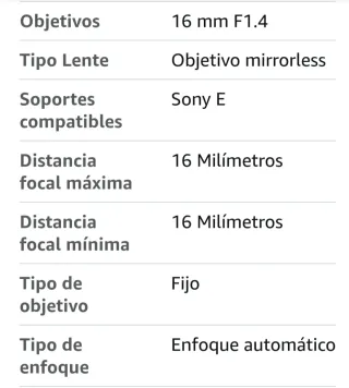 Objetivo Sigma 16mm F1.4 DC DN Montura E