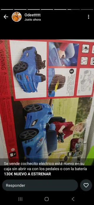 Cochecito eléctrico infantil azul