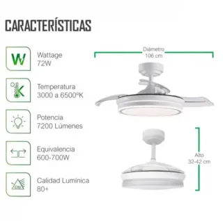 Ventilador de techo con luz LED Mi ko mi ka