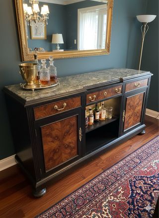 Aparador antiguo de Madera de Raíz y Mármol (2m)