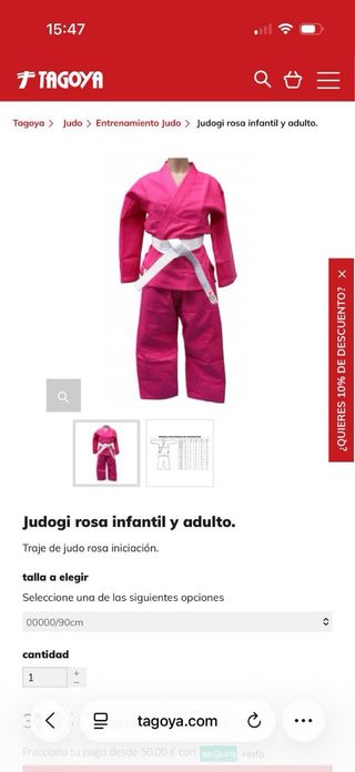 Kimono judo infantil rosa 4 años