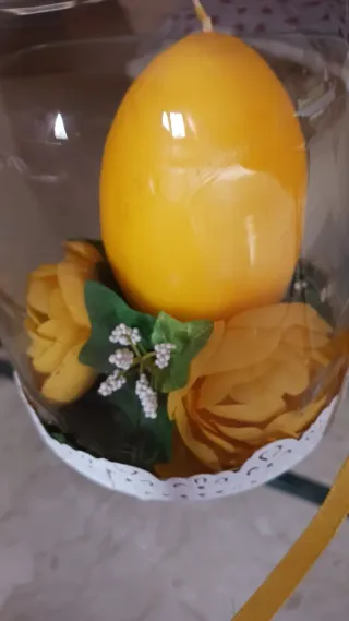 Alzatina porta dolcetti e candela uovo