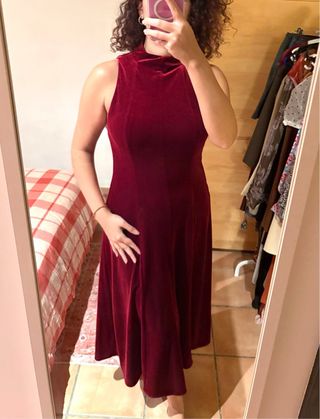 Vestido Terciopelo Rojo Zara
