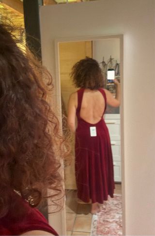 Vestido Terciopelo Rojo Zara