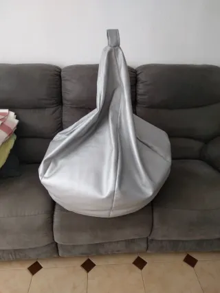 Puf Polipiel Plateado