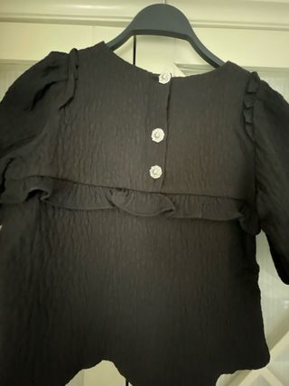 Blusa Zara Negra Volantes XS