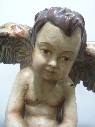 Escultura Ángel Madera Policromada 52cm