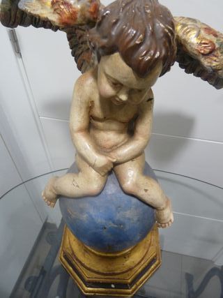 Escultura Ángel Madera Policromada 52cm