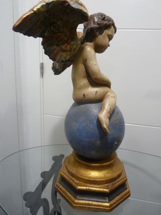 Escultura Ángel Madera Policromada 52cm