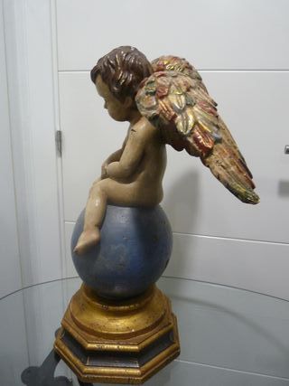 Escultura Ángel Madera Policromada 52cm