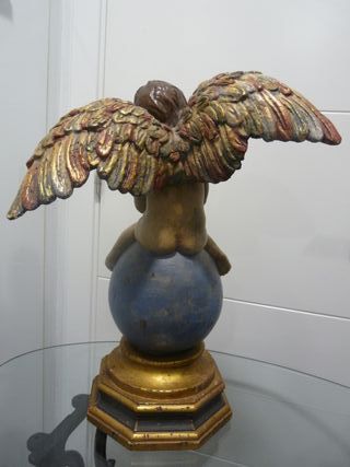 Escultura Ángel Madera Policromada 52cm