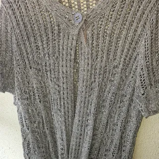 Chaqueta de crochet plateada talla única