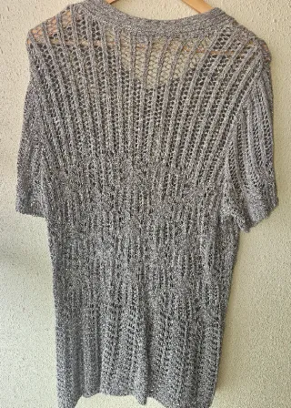 Chaqueta de crochet plateada talla única