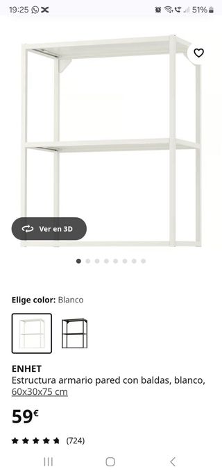 Estantería metálica blanca 3 baldas