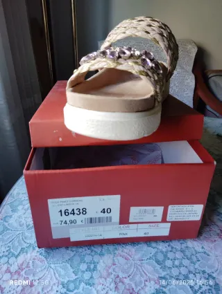 Sandalias Pinky Mara   Exe Talla 40 Doradas y Rosa