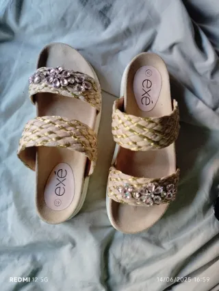 Sandalias Pinky Mara   Exe Talla 40 Doradas y Rosa