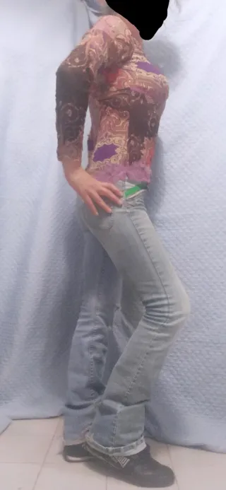 Maglietta donna fantasia multicolore viola