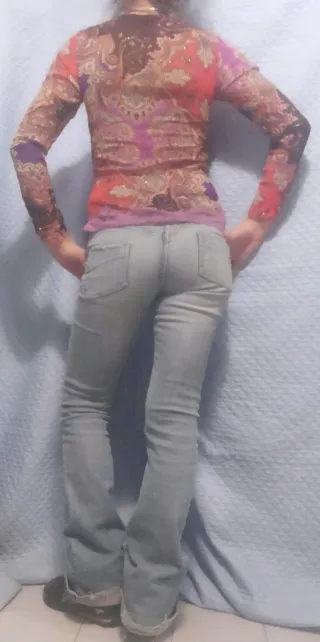 Maglietta donna fantasia multicolore viola