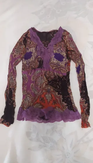 Maglietta donna fantasia multicolore viola