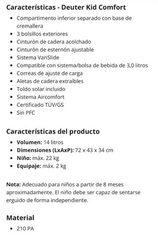 Mochila Portabebés Deuter Senderismo