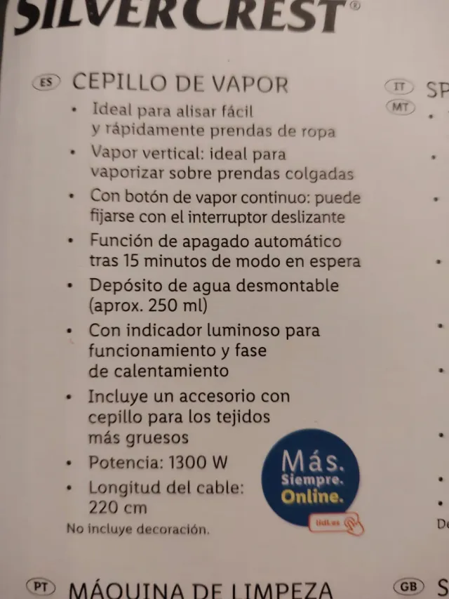Cepillo vapor planchado vertical