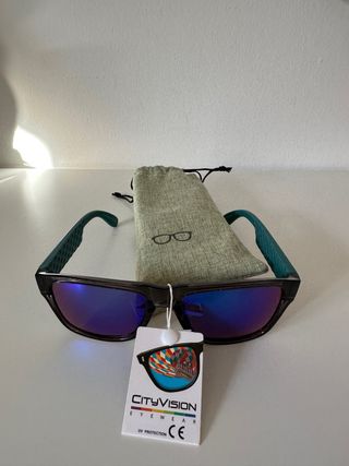Gafas de sol City Vision negras y verde azulado